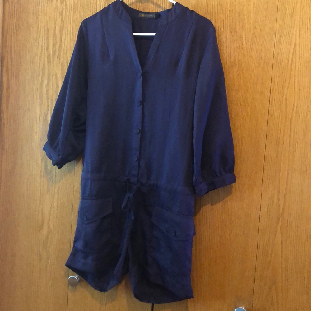 The Limited Plum 3/4-Sleeve Romper with Pockets